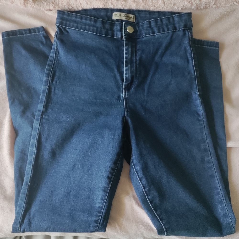 Dark soft denim high rise jeans